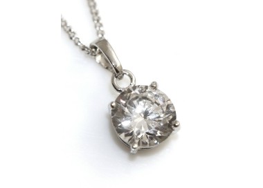 NSA|light point necklace 10 mm rhodium-plated zircon pendant 18kgf man woman