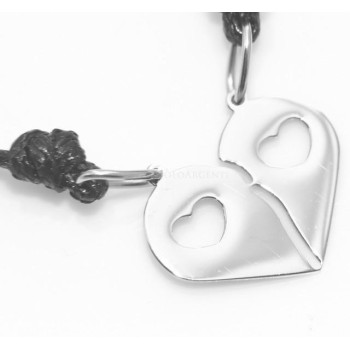 NSA|steel pierced heart necklaces to break him and her friends with waxed lace for men and women