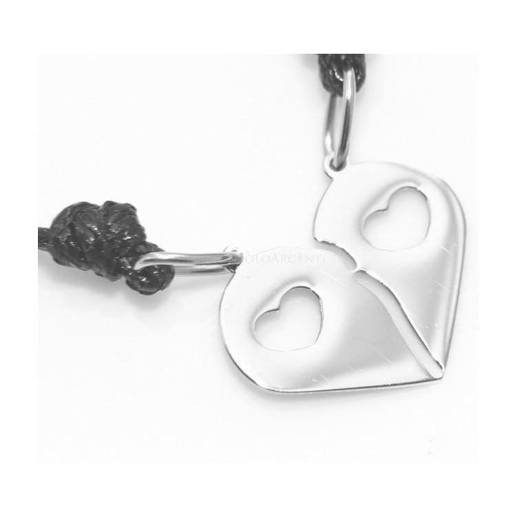 NSA|steel pierced heart necklaces to break him and her friends with waxed lace for men and women