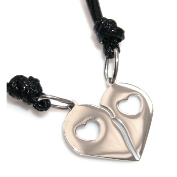 NSA|steel pierced heart necklaces to break him and her friends with waxed lace for men and women