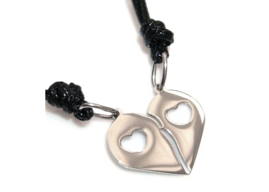 NSA|steel pierced heart necklaces to break him and her friends with waxed lace for men and women