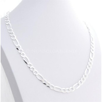 NSA|ARGENTO 925 : Collana e Bracciale uomo catena da 8 mm figaro 3 + 1 sbiancata