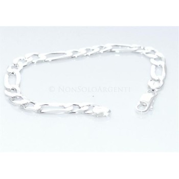 NSA|ARGENTO 925 : Collana e Bracciale uomo catena da 8 mm figaro 3 + 1 sbiancata