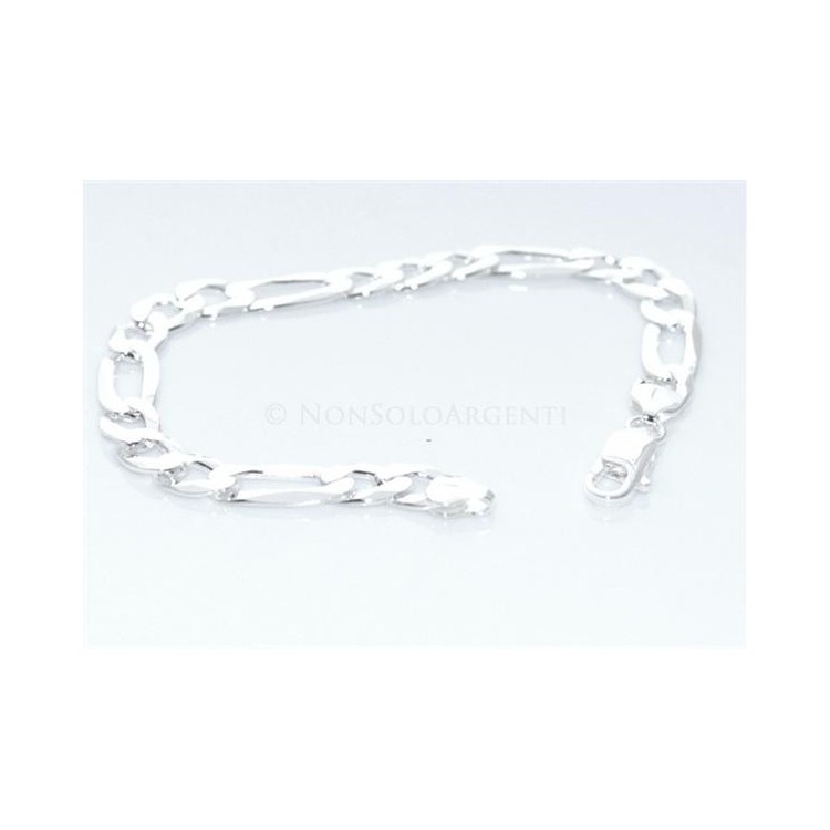 NSA|ARGENTO 925 : Collana e Bracciale uomo catena da 8 mm figaro 3 + 1 sbiancata