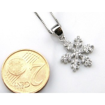 NSA|silver 925 Necklace Collier Venetian woman 44 cm and snowflake microsetting