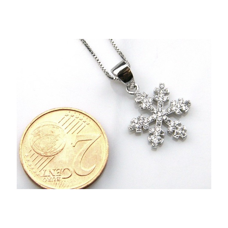 NSA|silver 925 Necklace Collier Venetian woman 44 cm and snowflake microsetting