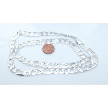 NSA|ARGENTO 925 : Collana o Bracciale uomo catena da 8 mm figaro 3 + 1 sbiancata