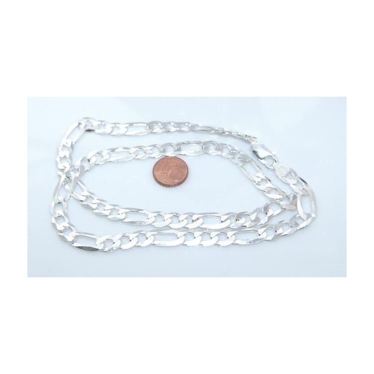 NSA|ARGENTO 925 : Collana o Bracciale uomo catena da 8 mm figaro 3 + 1 sbiancata