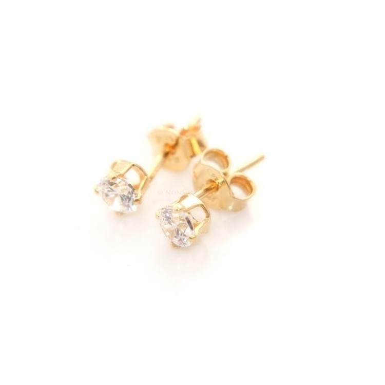 NSA|Orecchini Argento 925 ITALIANO uomo o donna con punto luce Zircone bianco galvanica oro