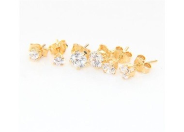 NSA|Orecchini Argento 925 ITALIANO uomo o donna con punto luce Zircone bianco galvanica oro