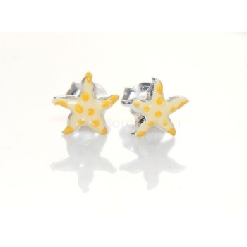 NSA|Argento 925 : coppia orecchini bambina ragazza con stella a pois smaltata a mano