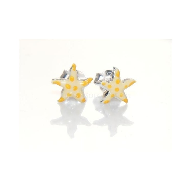NSA|Argento 925 : coppia orecchini bambina ragazza con stella a pois smaltata a mano