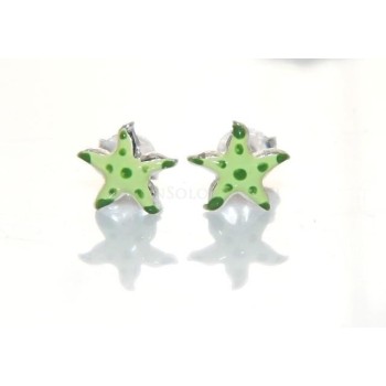 NSA|Argento 925 : coppia orecchini bambina ragazza con stella a pois smaltata a mano