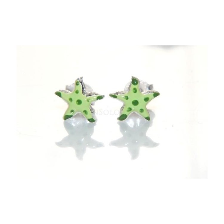 NSA|Argento 925 : coppia orecchini bambina ragazza con stella a pois smaltata a mano