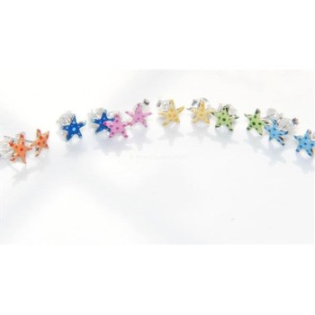 NSA|Argento 925 : coppia orecchini bambina ragazza con stella a pois smaltata a mano