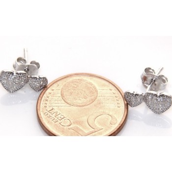 NSA|Argento 925 : orecchini donna zirconi bianchi cuore doppio