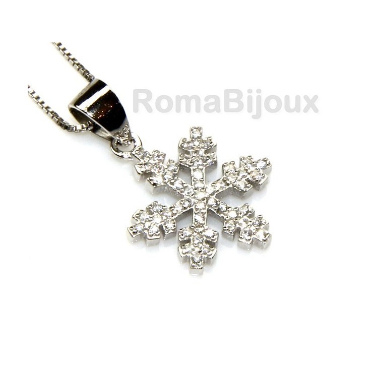 NSA|silver 925 Necklace Collier Venetian woman 44 cm and snowflake microsetting