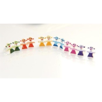 NSA|Argento 925 : coppia orecchini bambina ragazza con bambola colorata smaltata a mano