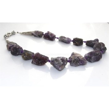 NSA|Girocollo da Donna con perle grandi non burattate grezze di ametista naturale chiusura acciaio