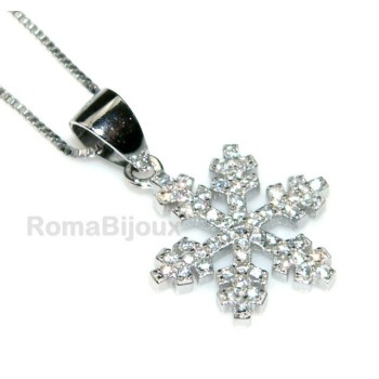 NSA|Collana fiocco di neve argento 925 per donna con ciondolo microsetting marca NALBORI