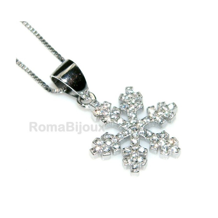 NSA|silver 925 Necklace Collier Venetian woman 44 cm and snowflake microsetting