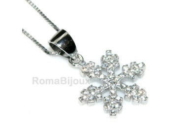 NSA|silver 925 Necklace Collier Venetian woman 44 cm and snowflake microsetting