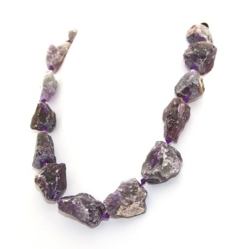 NSA|Amethyst stones choker large natural rough stones steel closure necklace woman
