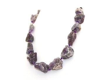 NSA|Amethyst stones choker large natural rough stones steel closure necklace woman