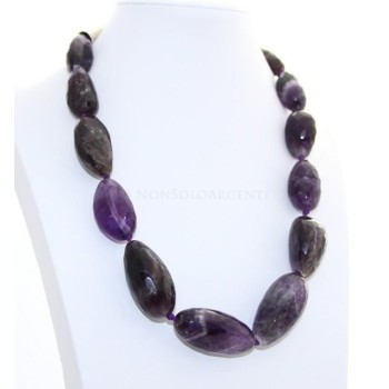 NSA|Girocollo da Donna con perle dattero di ametista naturale chiusura acciaio