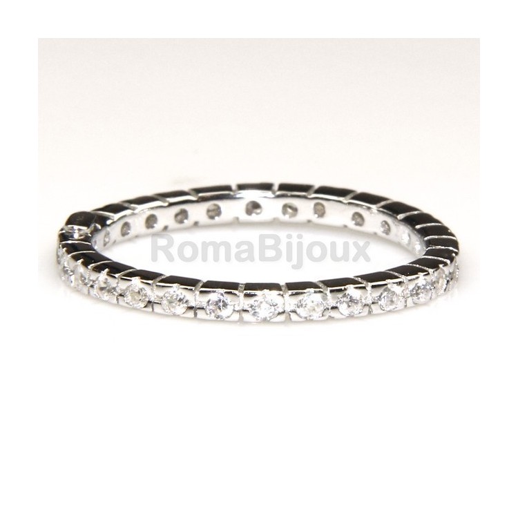 NSA|Silver 925 Rhodium: Eternity record to crown all around with 2 rows cubic zirconia 1.0mm brilliant cut