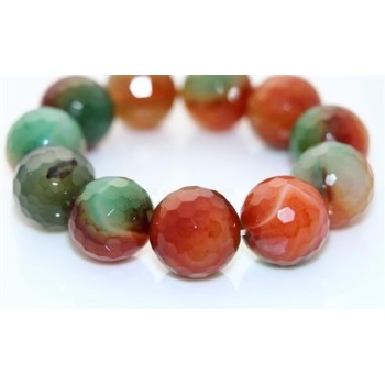 NSA|Bracciale Elastico etnico mega perle sfaccettate agata brasiliana arancio verde