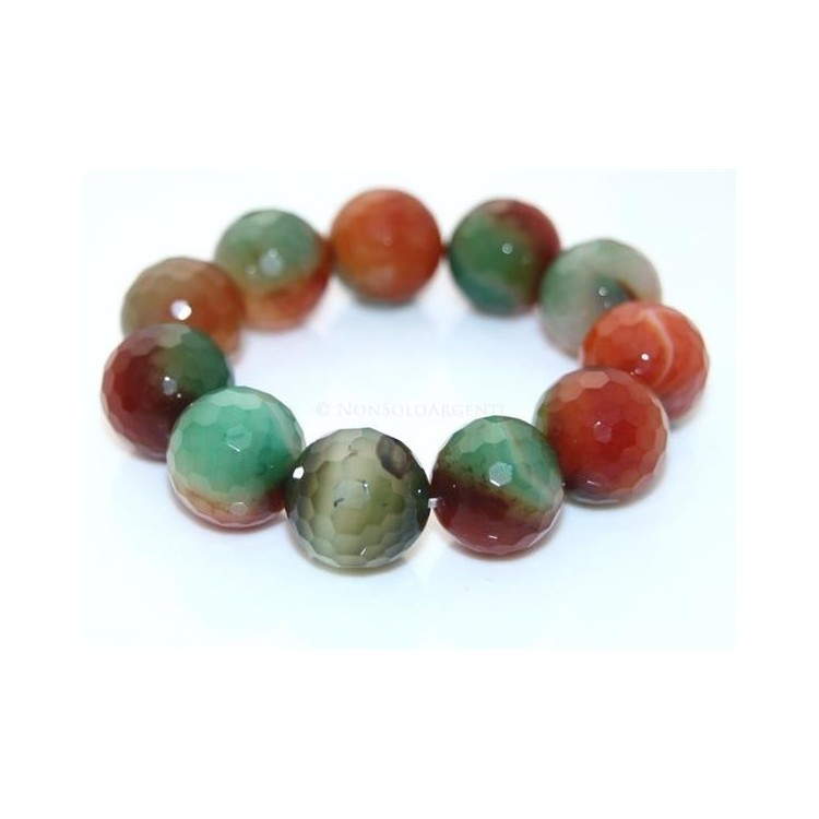 NSA|Bracciale Elastico etnico mega perle sfaccettate agata brasiliana arancio verde