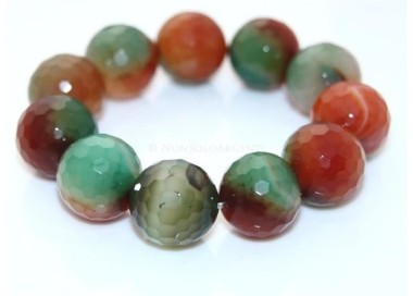 NSA|Bracciale Elastico etnico mega perle sfaccettate agata brasiliana arancio verde