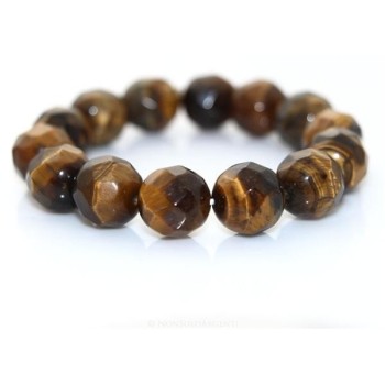 NSA|Bracciale Elastico etnico perle sfaccettate occhio di tigre