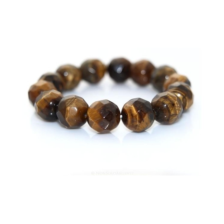 NSA|Bracciale Elastico etnico perle sfaccettate occhio di tigre