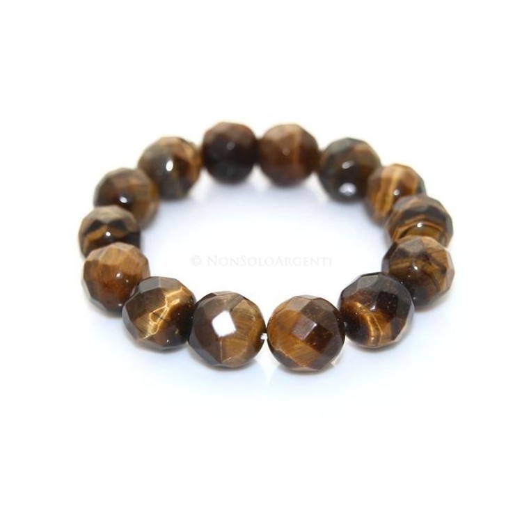 NSA|Bracciale Elastico etnico perle sfaccettate occhio di tigre
