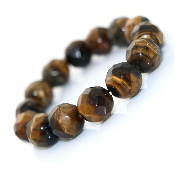 NSA|Ethnic bracelet with faceted tiger eye pearls 13,5mm