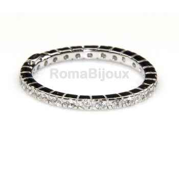 NSA|Silver 925 Rhodium: Eternity record to crown all around with 2 rows cubic zirconia 1.0mm brilliant cut