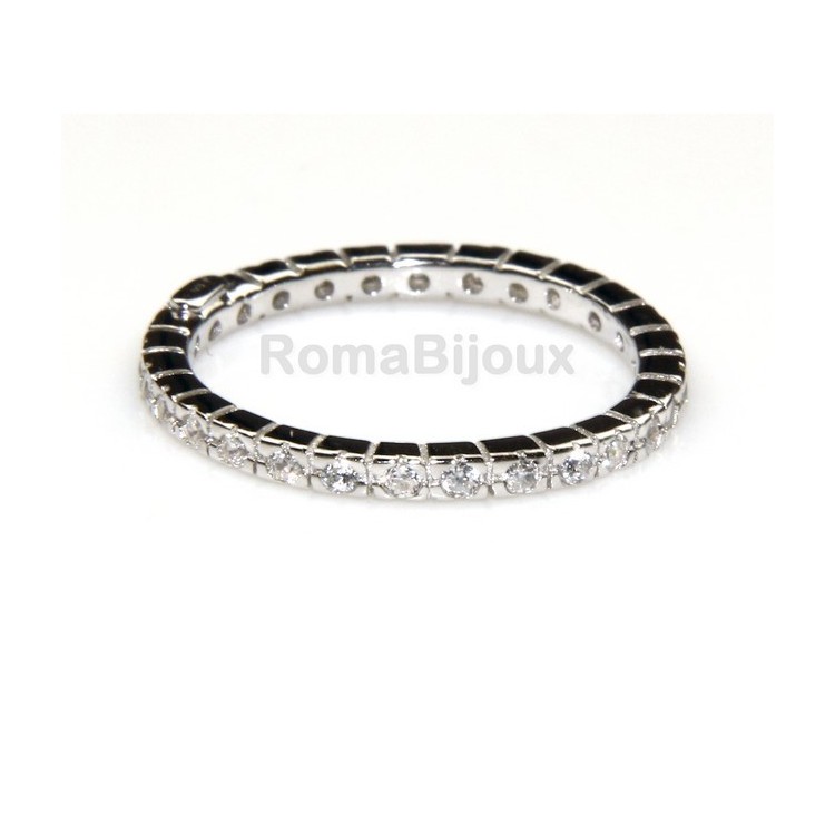 NSA|Silver 925 Rhodium: Eternity record to crown all around with 2 rows cubic zirconia 1.0mm brilliant cut