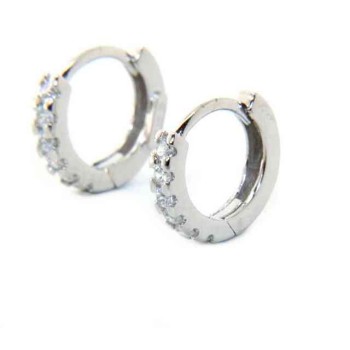 NSA|Argento 925 orecchini cerchi piccoli 12,5 mm zirconi  bianchi scattino