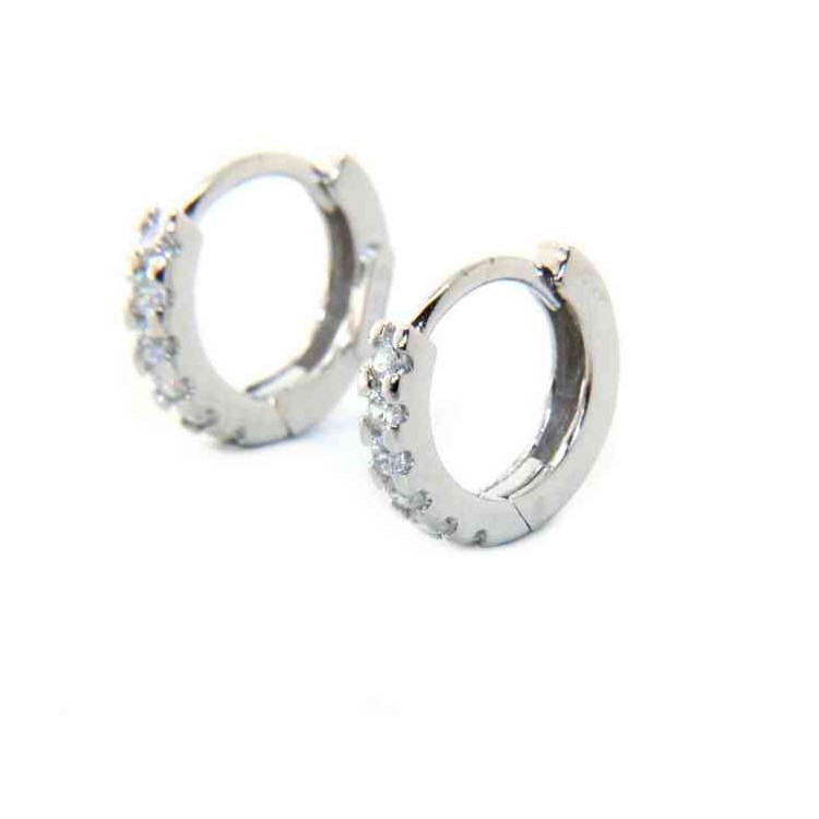 NSA|silver 925 : earrings woman man anelle small hoop 12.5 mm zirconia  whites