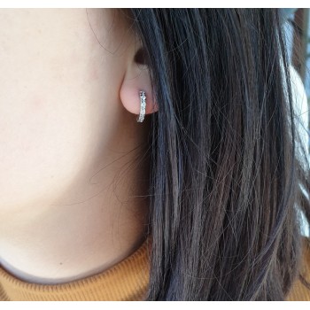 NSA|silver 925 : earrings woman man anelle small hoop 12.5 mm zirconia  whites