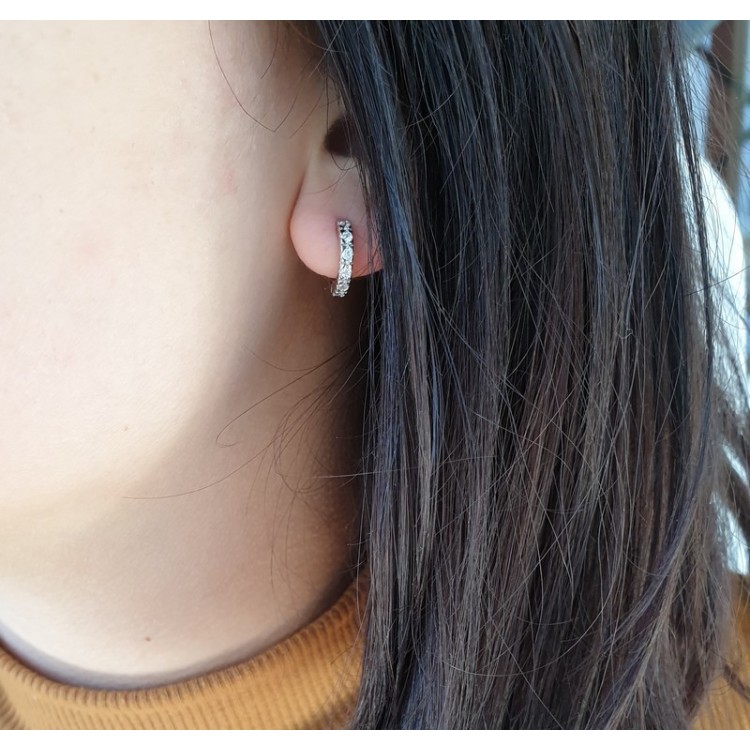 NSA|silver 925 : earrings woman man anelle small hoop 12.5 mm zirconia  whites