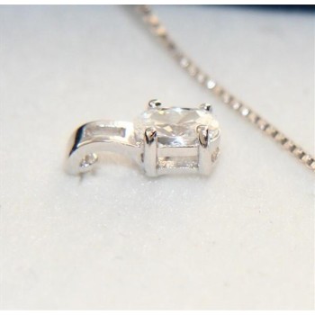 NSA|Argento 925 : Parure punto luce con zircone a brillante ovale. Catena veneziana ciondolo e Orecchini abbinati