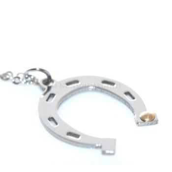 NSA|Acciaio Italia : Esclusiva collana rolo' pendente ferro di cavallo amuleto punto oro