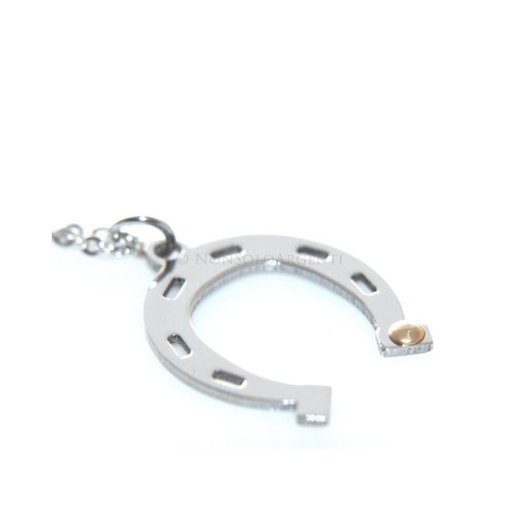 NSA|Acciaio Italia : Esclusiva collana rolo' pendente ferro di cavallo amuleto punto oro