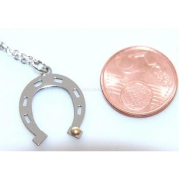 NSA|Acciaio Italia : Esclusiva collana rolo' pendente ferro di cavallo amuleto punto oro