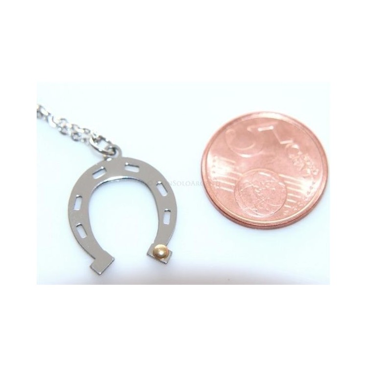 NSA|Acciaio Italia : Esclusiva collana rolo' pendente ferro di cavallo amuleto punto oro