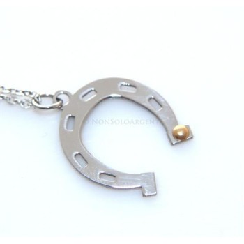 NSA|Acciaio Italia : Esclusiva collana rolo' pendente ferro di cavallo amuleto punto oro