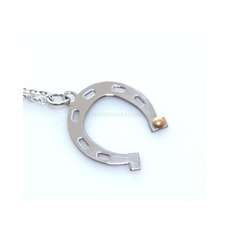 NSA|Acciaio Italia : Esclusiva collana rolo' pendente ferro di cavallo amuleto punto oro